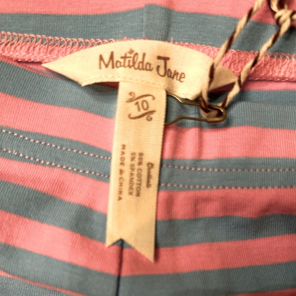 Matilda Jane NWT Girls Size 10 Blue and Pink Stripe Leggings with Ruffle - Picture 5 of 9